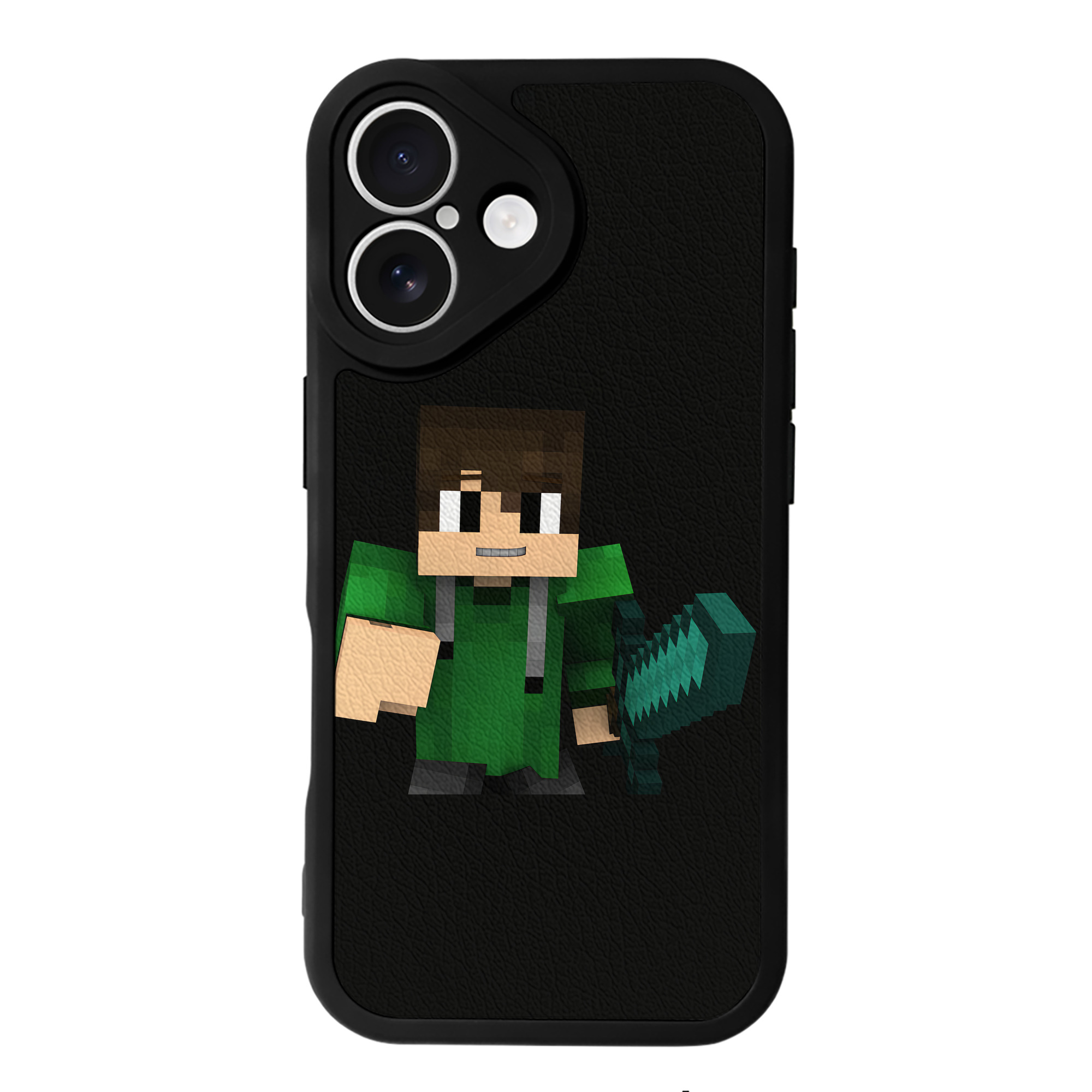 （画像用） マインクラフト ブロックの世界 Minecraft MC Block world 【iPhone 16シリーズ対応】シリコンスマホケース（レザー調） 材質：シリコン
